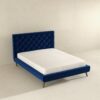 Dillon - Velvet Platform Bed Queen Size - Blue - Image 3