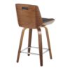 Corazza - Mid-Century Modern Fixed Height Counter Stool With Swivel With Square Footrest (Set of 2) - Walnut / Charcoal - Image 4