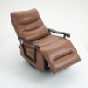 Swivel Rocker Recliner Power Glider Chair With Solid Wood Armrests, Extra Wide Reclining Sofa Chair Upholstered Faux Leather Living Room Single Sofa - Orange - Image 3