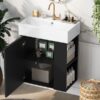 Modern Floating Bathroom Vanity With Ceramic Basin, Perfect For Small Bathrooms, Right Side Storage - Black - Image 17