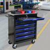 7 Drawer Multifunctional Tool Cart With Wheels - Black / Blue - Image 4