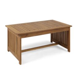 Acacia Wood Outdoor Coffee Table, Rectangular Patio Coffee Table For Outside - Brown Patina