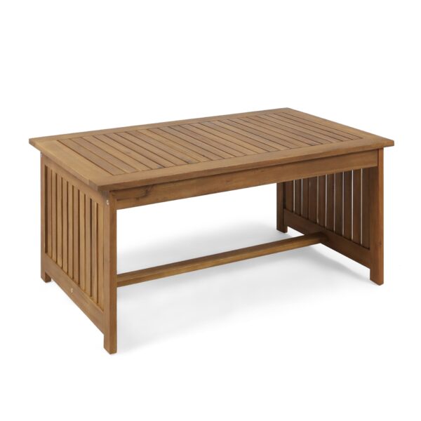 Acacia Wood Outdoor Coffee Table, Rectangular Patio Coffee Table For Outside - Brown Patina