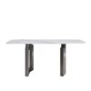 70.87" Modern Artificial Stone White Curved Black Metal Leg Dining Table - White / Black - Image 3