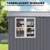 8 0 Ft Outdoor Storage Garden Tool Shed With Thickened Galvanized Steel With Sloped Roof & Double Lockable Door Storage Shed Large With 6 Vents - Gray - Image 7
