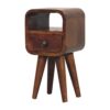 Extra Mini Curve Open Slot Bedside Table - Chestnut - Image 9