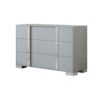4 Piece Bedroom Sets Queen Size Upholstered Bed With LED Lights, Mirrored Nightstands And Dresser With Metal Handles And Legs - Gray - Image 7