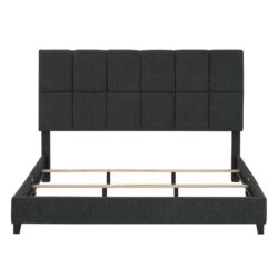 King Size Squares Upholstered Platform Bed - Gray