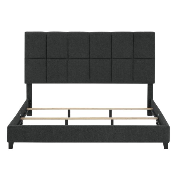 King Size Squares Upholstered Platform Bed - Gray