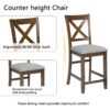5 Piece Dining Table Set, Wooden Dining Square Table Set For 4, Counter Height Kitchen Table Set With Square Table And 4 Upholstered Chairs For Small Space - Walnut - Image 5