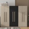 6 Doors Wardrobe Storage For Bedroom, With 2 Drawers Inside - Black / Nature - Image 8