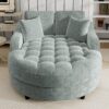 Modern Chaise Lounge Sofa Bed Upholstered Sofa Couch With Tufted Seat And Detachable Pillows For Living Room - Misty Green - Image 8