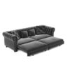 3 In 1 Pull Out Sofa Bed, Convertible Sleeper Sofa Bed, King Size Sofa Bed, Chaise Lounge, Velvet T3 Seater Sofa With Movable Ottoman, Tufted Design - Gray - Image 15