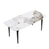 70.87" Modern Artificial Stone Pandora White Curved Black Metal Leg Dining Table - Antique White - Image 3
