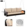 3 Person Porch Swing With Chains, Large Patio Swing Bench With Cushions For Backyard, Garden, And Poolside - Brown - Image 7