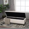 Upholstered Storage Ottoman With Nailhead Trim - Beige - Image 8