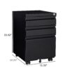 Contemporary 3 Drawer Mobile Filing Cabinet With Lock, Metal Office Storage For Legal / Letter Size - Black - Image 3