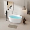 Acrylic Freestanding Bathtub, Elegant Oval Shape Soaking Bathtub, Brushed Nickel Drain And Integrated Slotted Overflow Assembly, Cupc Certified - Glossy White - Image 4