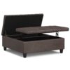 Harrison - Large Square Coffee Table Storage Ottoman - Distressed Brown - Image 3