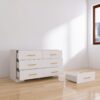 Large 6 Drawers Chest Of Drawer Dressers Table With Golden Handle - White - Image 3