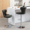 Swivel Barstools Adjusatble Seat Height From 25-33", Modern Upholstered Chrome Base Bar Stools With Backs Comfortable Tufted For Home Pub And Kitchen Island - Dark Gray - Image 17