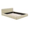 Queen Size Upholstered Platform Bed With Thick, Grounded Bed With Solid Frame - Beige - Image 3
