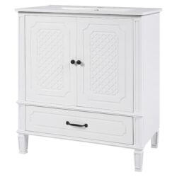 Vintage Style 30" Bathroom Vanity With Sink, Multi Functional Storage, Soft Closing Door - White