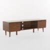 Modern TV Stand With Storage, Tempered Glass Shelf - Walnut - Image 5