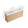 72" Freestanding Bathroom Vanity With Double Resin Sink Plywood Construction - Oak - Image 4