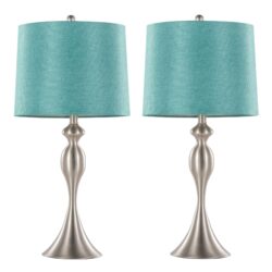 Ashland - Contemporary Table Lamp (Set of 2) - Nickel / Turquoise