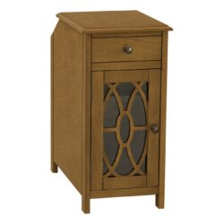 Accent Side Table, Storage Drawer, Traditional - Taupe