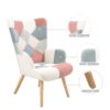 Accent Chair With Ottoman, Living Room Chair And Ottoman Set, Comfy Side Armchair For Bedroom, Creative Splicing Cloth Surface - Pink - Image 11