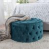 Elegant Velvet Ottoman Footstool - Teal - Image 6