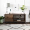 Contemporary Glass Shelf TV Stand For TVs Up To 58 - Dark Walnut - Image 4