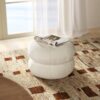 Nest - Low Round Upholstered Ottoman - Almond White - Image 4