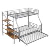 Twin Over Full Size Metal Bunk Bed With Trundle And Storage Staircase - Silver - Image 7