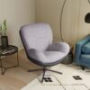 360° Swivel Office Chair, Modern Chenille Chair With And Metal Base Frame, No Wheels, Accent Chair - Gray - Image 7
