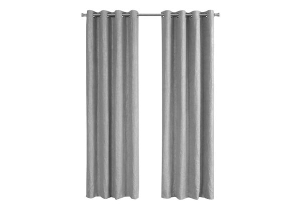 2 Pieces Set, Curtain Panel, Room Darkening, Grommet, Contemporary & Modern - Silver