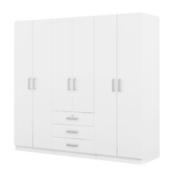 6 Doors Wardrobe Storage For Bedroom With Big Drawers - White