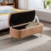 Storage Ottoman Bench For End Of Bed Gold Legs, Modern Camel Faux Fur Entryway Bench Upholstered Padded With Storage For Living Room Bedroom - Camel - Image 7
