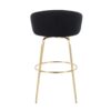 Claire - Contemporary / Glam Fixed Height Bar Stool With Round Footrest (Set of 2) - Black / Gold - Image 5