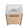 Modern 24" Bathroom Vanity Base With Basin And Storage Cabinet - Oak - Image 11