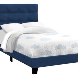 Twin Size Bed Upholstered Bedroom Frame Only - Navy Blue