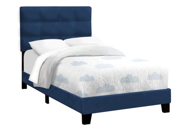 Twin Size Bed Upholstered Bedroom Frame Only - Navy Blue