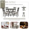 Retro Style 5 Piece Round Dining Table And Chair Set With Unique Legs And Hollow Chair Back - Gray - Image 3