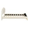 Queen Size Platform Bed With Thick, Stylish Stripe Decorated Bedboard And Elegant Leg - Beige - Image 4