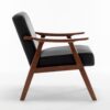 Mid Century Modern Wingback Accent Chair With Solid Wood Frame And Extra Thick Backrest - Lounge Chair For Living Room, Bedroom, Or Reading Room - Black - Image 11