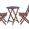 3 Piece Acacia Bistro Set, Folding Patio Furniture For Garden Backyard Balcony Porch With 1 Coffee Table And 2 Foldable Chairs - Natural Stained - Image 12