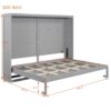Queen Size Murphy Wall Bed Modern Design With LED Lights - Gray - Image 17