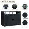 Garbage Bin Shed Stores 2 Trash Cans Metal Outdoor Bin Shed For Garbage Storage, Stainless Galvanized Steel, Bin Shed For Garden Yard Lawn - Charcoal - Image 8
